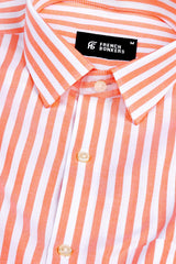 Cantaloupe orange with white oxford bengal stripe shirt