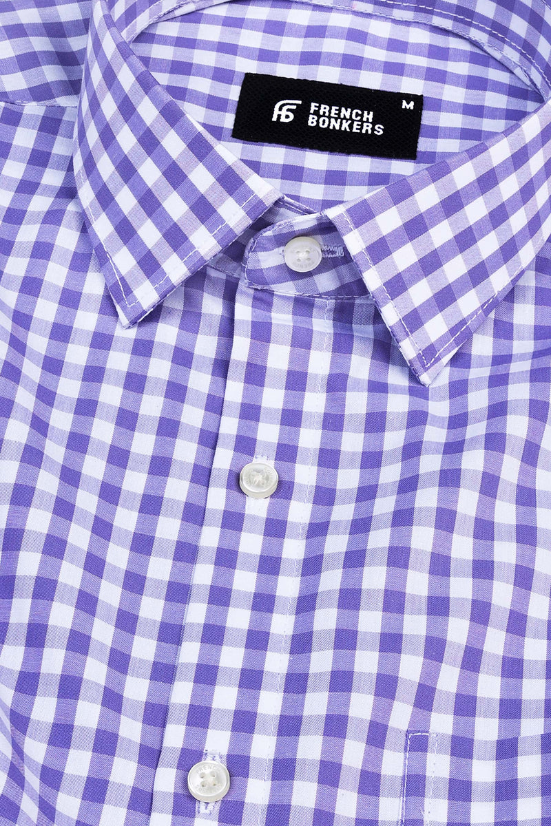 Royal purple with white oxford gingham check shirt – Hamercop