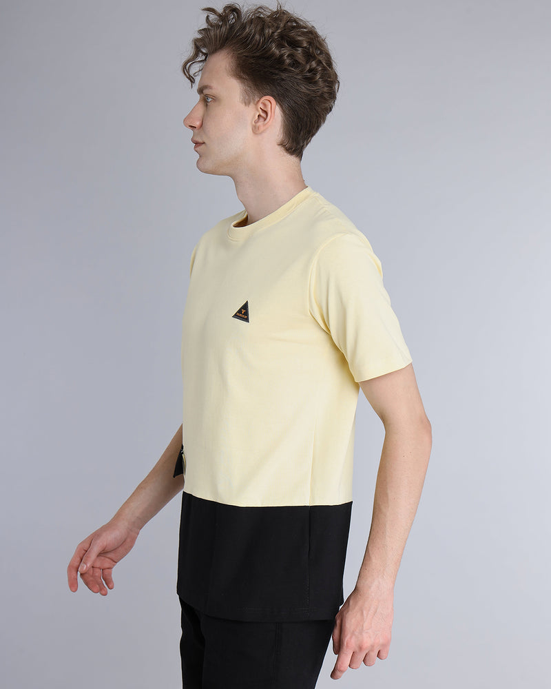 Corn Yellow With Black Premium Cotton Designer T-shirt