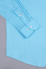 Arctic light blue self lines cotton shirt