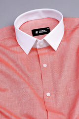 Yam orange dobby texture cotton shirt