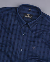Divine Navyblue Self Stripe Premium Cotton Shirt