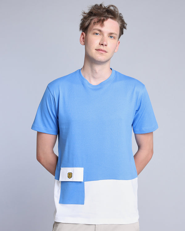 Carolina Blue With White Premium Cotton Designer T-shirt