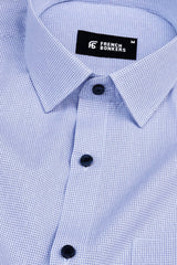 Powder white with royal blue graph check shirt