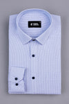 Powder white with royal blue graph check shirt