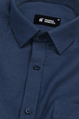 Peacock blue twill texture cotton shirt
