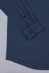 Peacock blue twill texture cotton shirt
