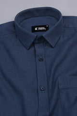 Peacock blue twill texture cotton shirt