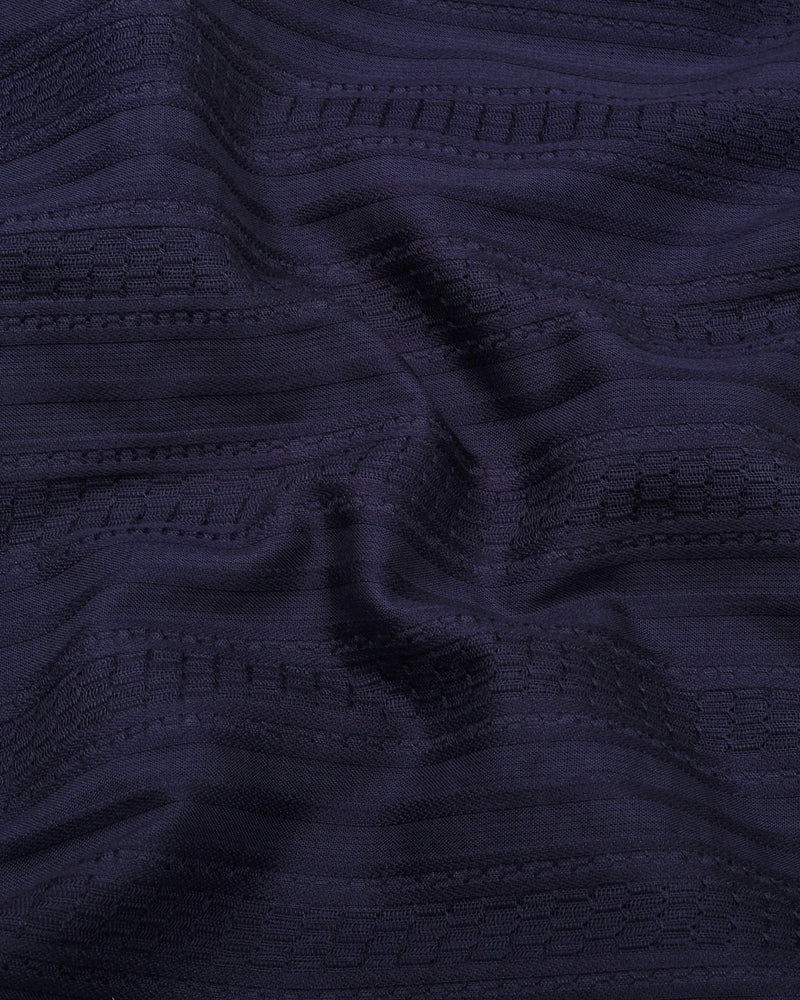 Zamora Black Self Stripe Dobby Cotton Shirt Style Kurta