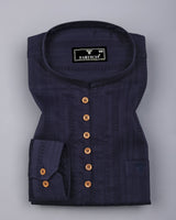 Zamora Black Self Stripe Dobby Cotton Shirt Style Kurta