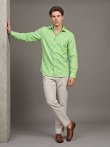 Spring Green Dobby Heavy Solid Cotton Shirt