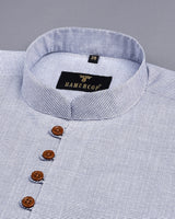 Slate Gray With White Small Weft Stripe Dobby Cotton Shirt Style Kurta