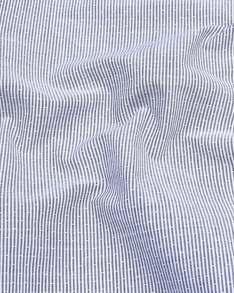 Slate Gray With White Small Weft Stripe Dobby Cotton Shirt Style Kurta