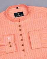 Orange Triangoli Printed Dobby Cotton Shirt Style Kurta