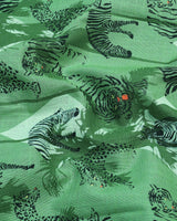 Green Animals Theme Printed Linen Cotton Shirt Style Kurta