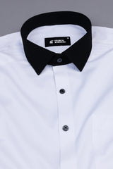 Dove white dobby texture cotton shirt