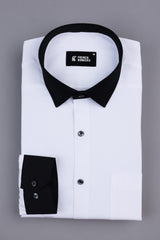 Dove white dobby texture cotton shirt