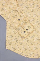 Corn yellow with black and white printed shirt