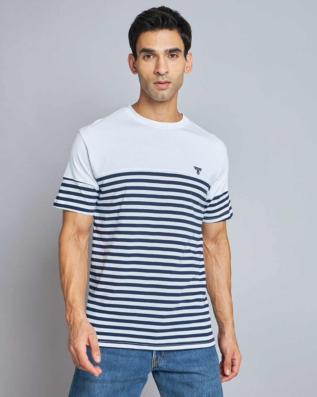 Classic Stripes Tank Top Navy Blue And White Males Full Print Tops