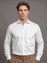 Daisy White Self Checked Jacquard Dobby Cotton Shirt