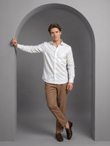Daisy White Self Checked Jacquard Dobby Cotton Shirt