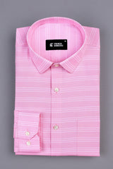 Shampoo pink with white triple line aradonis stripe shirt
