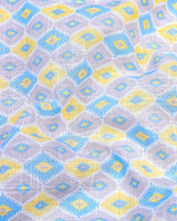 Yellow And Blue Geometric Pattern Linen Cotton Shirt Style Kurta
