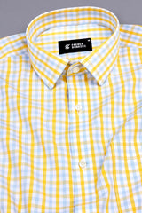 Lemon yellow with light sky blue gun club check shirt