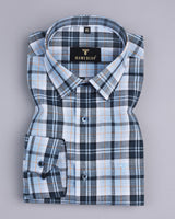 Vistara Blue With Multicolored Yarn Dyed Check Cotton Shirt