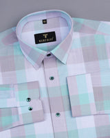 Delight Green And Grey Multicolored Check Linen Cotton Shirt