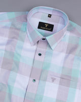 Delight Green And Grey Multicolored Check Linen Cotton Shirt
