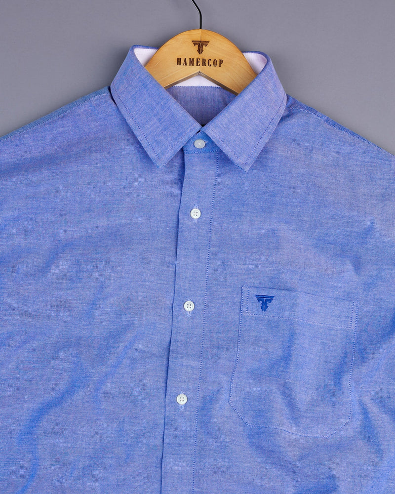 Cloud Blue Oxford Cotton Solid Formal Shirt