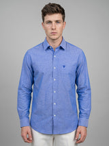 Cloud Blue Oxford Cotton Solid Formal Shirt