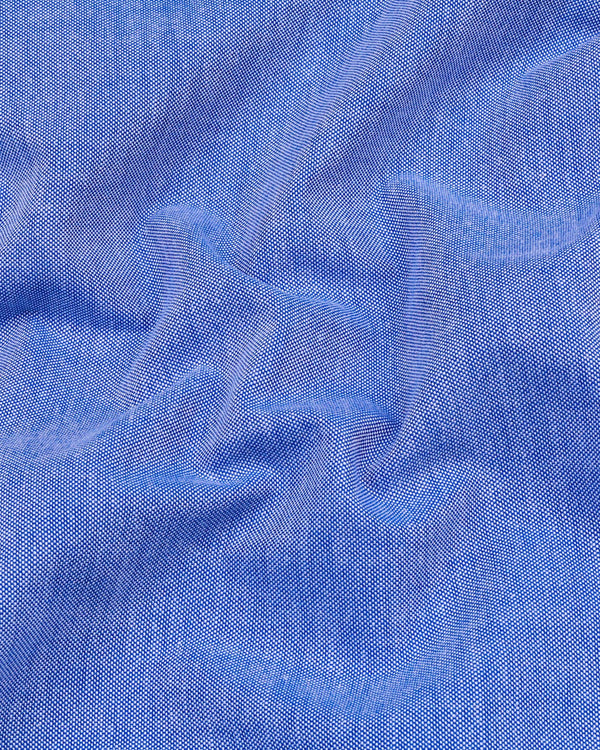Cloud Blue Oxford Cotton Solid Formal Shirt