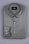 Platinum grey cotton satin shirt