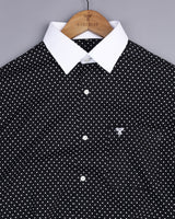 Black With White Dot Polka Printed Poplin Cotton Designer Shirt