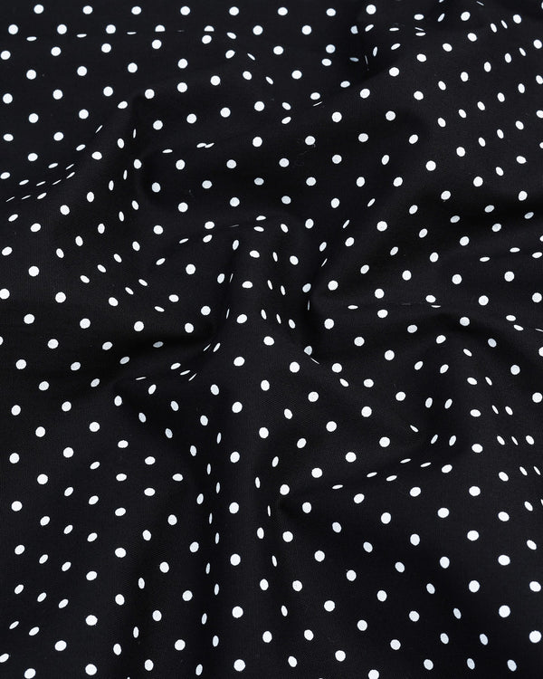 Black With White Dot Polka Printed Poplin Cotton Designer Shirt