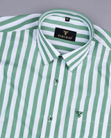 Tarawera Green And White Stripe Cotton Shirt