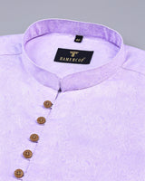 Light Purple Jacquard Paisley Cotton Shirt Style Kurta