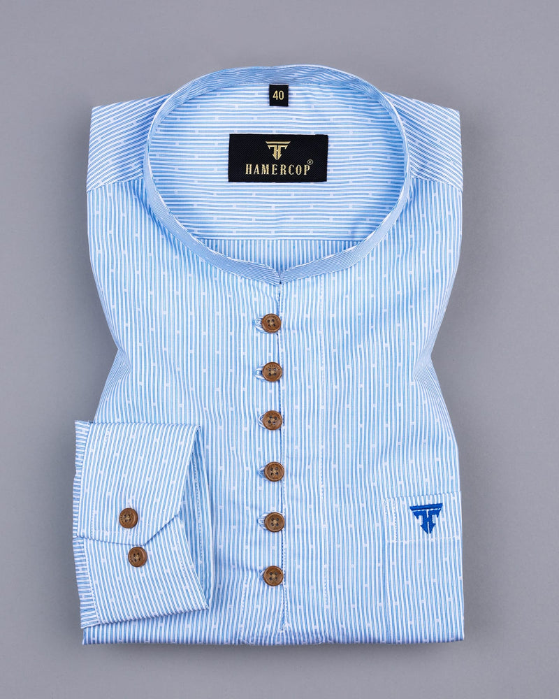 Darwin Blue Stripe Dobby Cotton Shirt Style Kurta