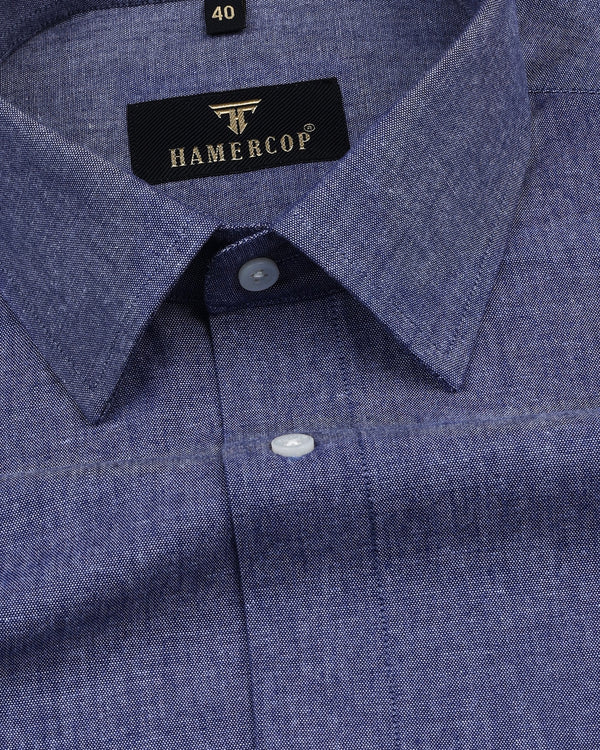 Magnesia Blue Oxford Cotton Solid Formal Shirt