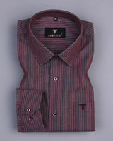 Tarpon Brown With Maroon Business Stripe Formal Cotton Shirt