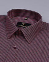Tarpon Brown With Maroon Business Stripe Formal Cotton Shirt