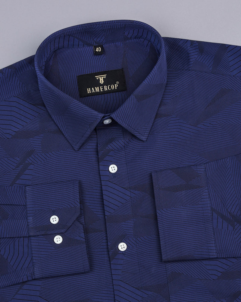 Riga Blue Impeccable Designer Printed Premium Cotton Shirt