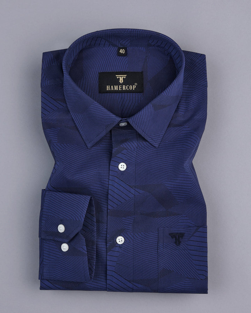 Riga Blue Impeccable Designer Printed Premium Cotton Shirt