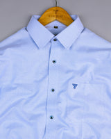 Pollen Blue Micro Houndstooth Formal Cotton Shirt