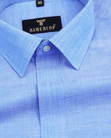 Earth Blue Linen Soft Cotton Formal Shirt