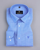 Earth Blue Linen Soft Cotton Formal Shirt