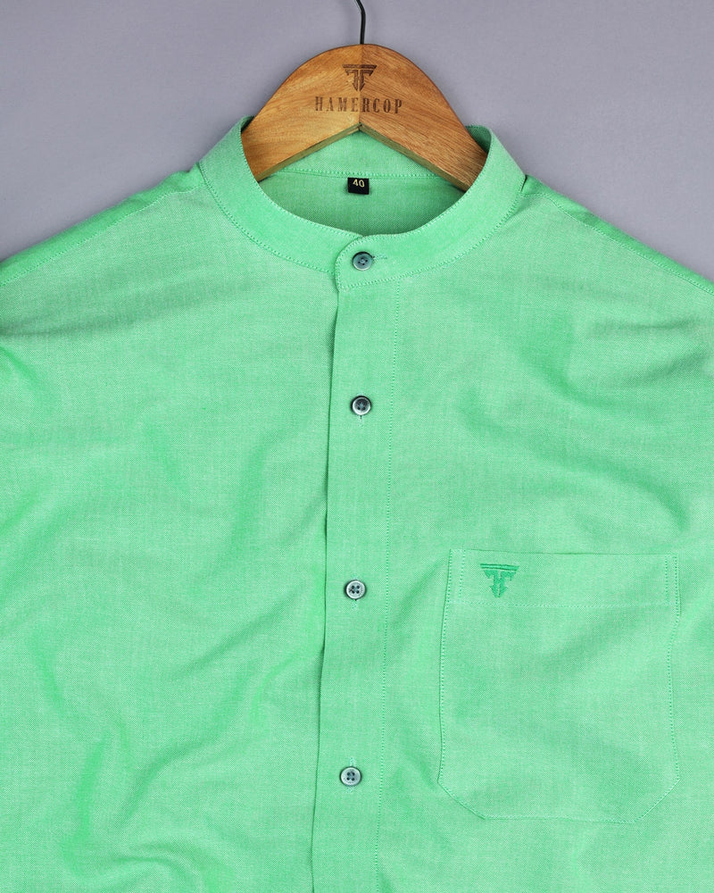 Parrot Green Solid Oxford Cotton Shirt