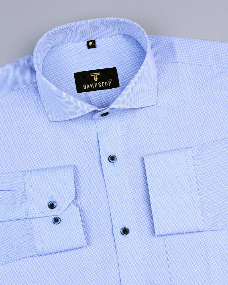 SkyBlue Python Shaped Luxurious Dobby Cotton Shirt